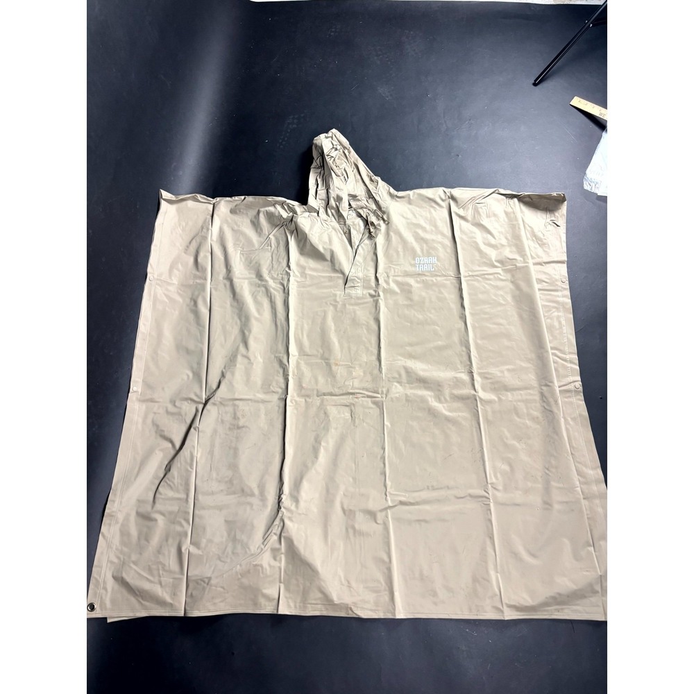 Ozark Trail Poncho Unisex 50x94 Beige 100% Pvc Drawstring Hooded Waterproof